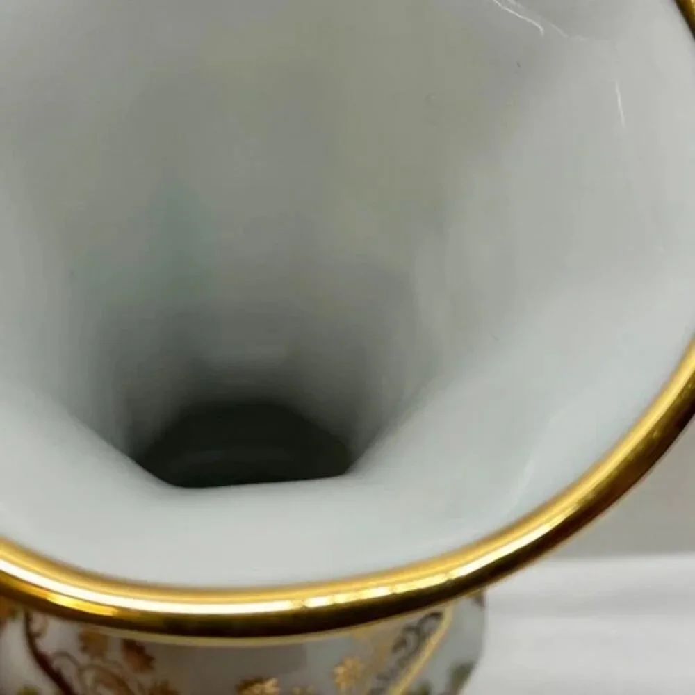 Vintage 22k Gold Vase Gloria Fine Porcelain Bayreuth‎ West Germany 8” Tall EUC